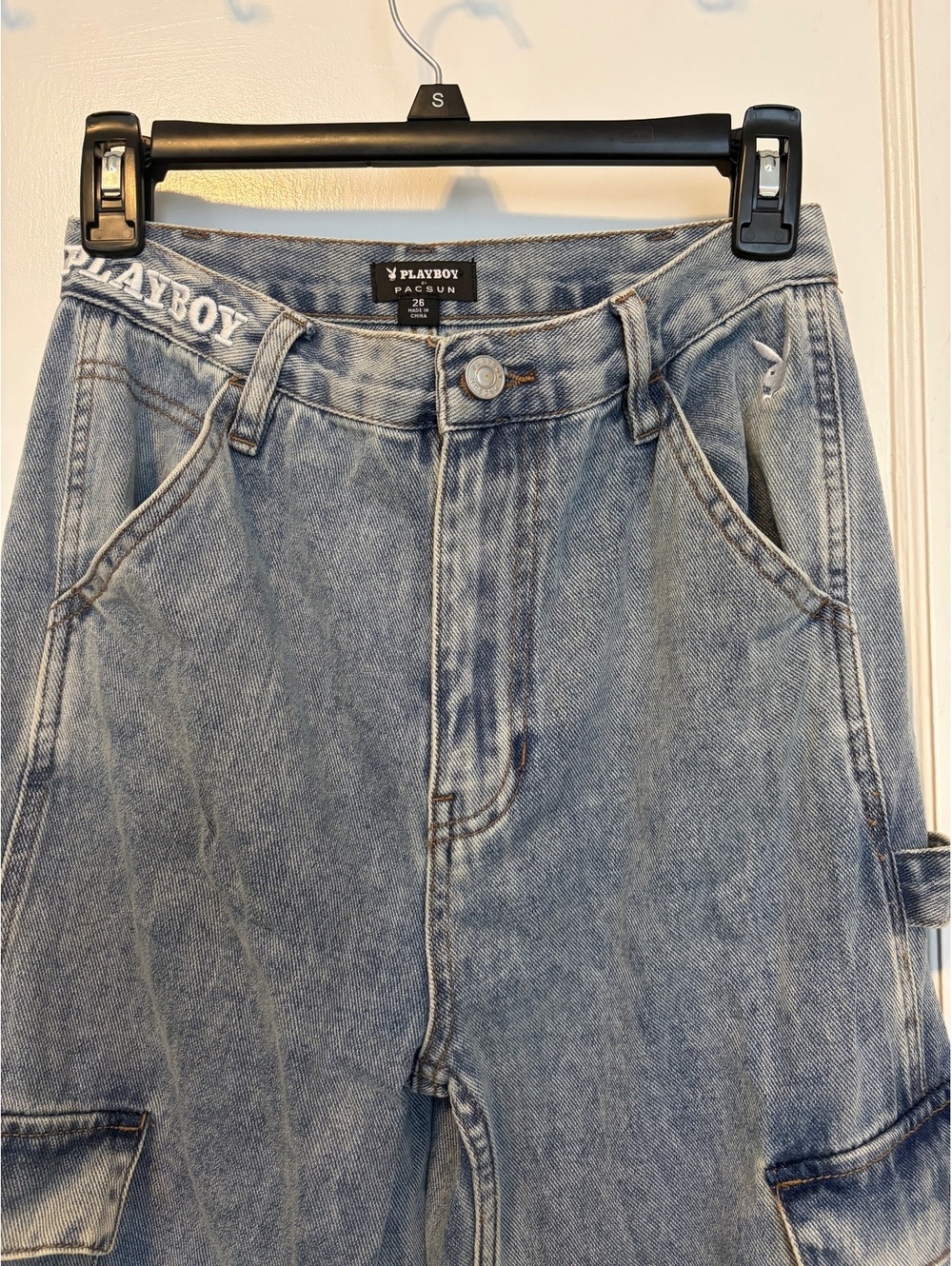 Playboy Pacsun Light Wash Denim Cargo Jeans, Size 26